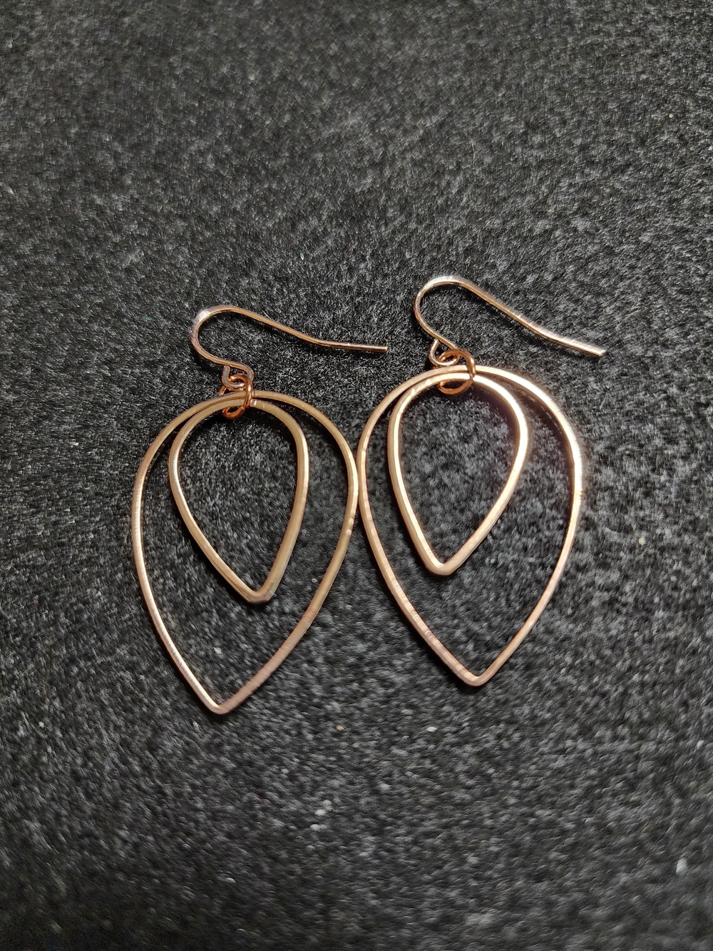 Rose Gold Double Teardrop Dangle Earrings - Women Jewelry